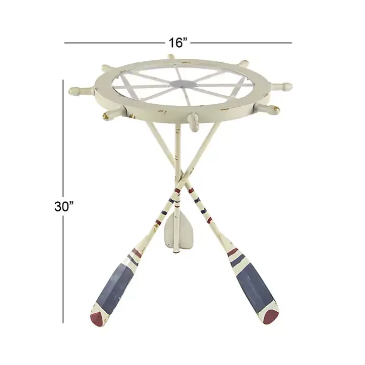 White Coastal Ship Accent Table