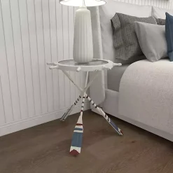 White Coastal Ship Accent Table