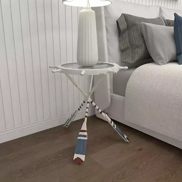 White Coastal Ship Accent Table