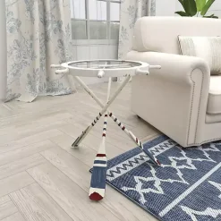White Coastal Ship Accent Table