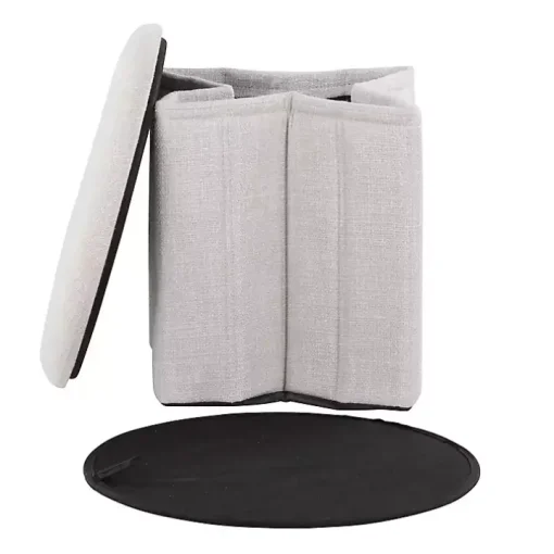 White Collapsible Storage Ottoman