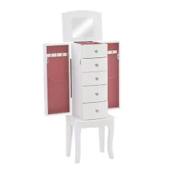 White 5-Drawer Jasmine Petite Jewelry Armoire