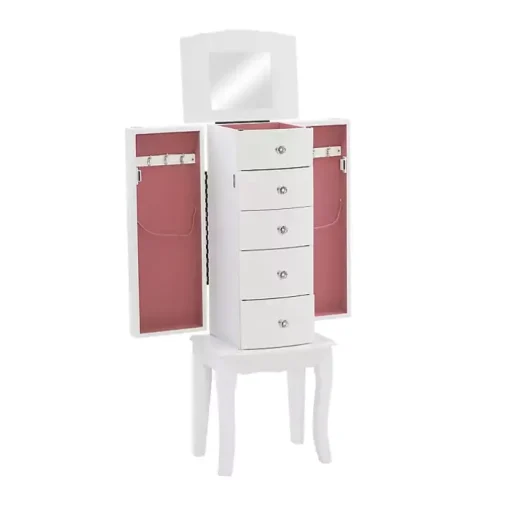 White 5-Drawer Jasmine Petite Jewelry Armoire