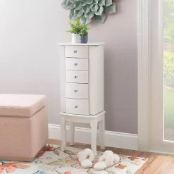 White 5-Drawer Jasmine Petite Jewelry Armoire