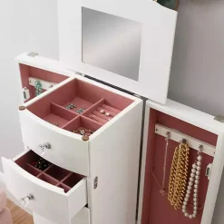 White 5-Drawer Jasmine Petite Jewelry Armoire