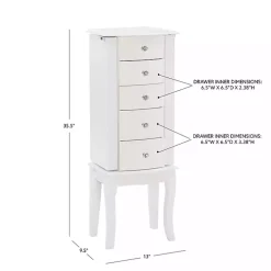 White 5-Drawer Jasmine Petite Jewelry Armoire