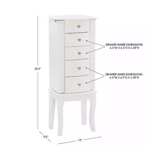 White 5-Drawer Jasmine Petite Jewelry Armoire