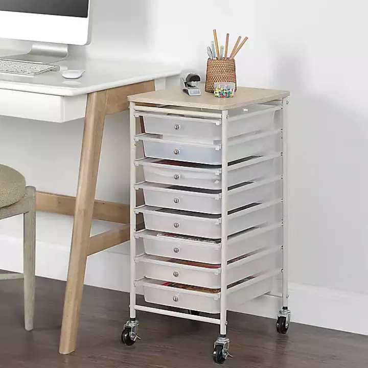 White 8-Drawer Rolling Storage Cart