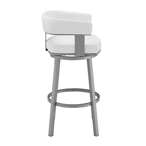 White Faux Leather Lorin Swivel Counter Stool