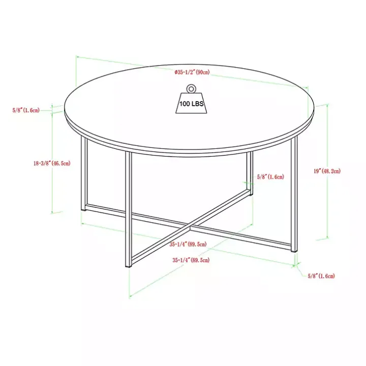 White Faux Marble & Gold X-Base Coffee Table