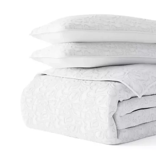 White Floral Stitch 2-pc. Twin Quilt Set