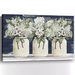 White Floral Trio Giclee Canvas Art Print