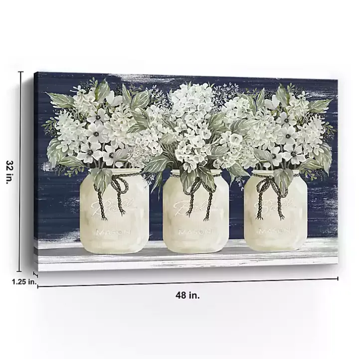 White Floral Trio Giclee Canvas Art Print