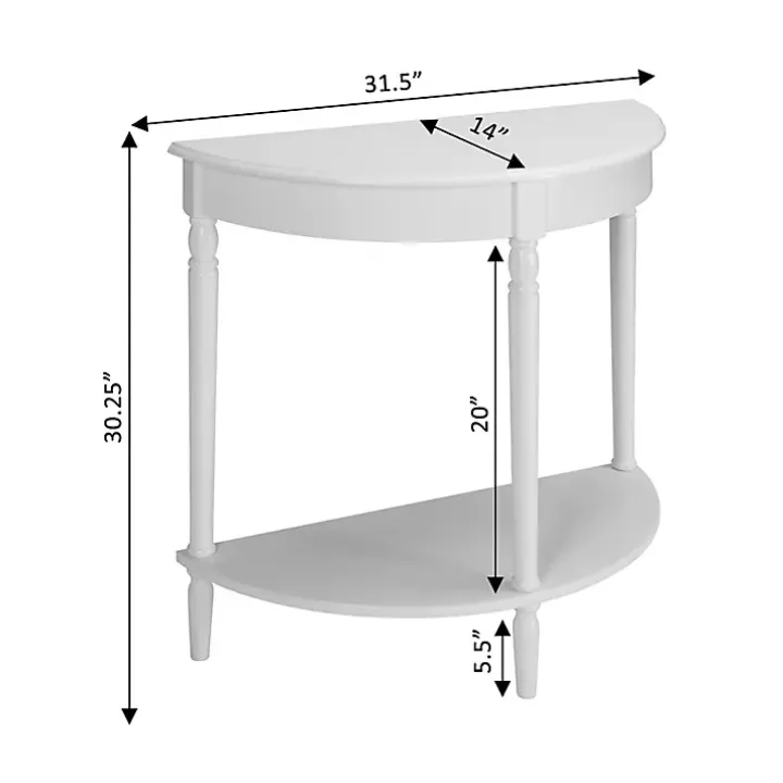 White French Country Half Round Console Table