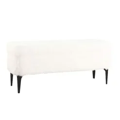 White Fur Storage Bench