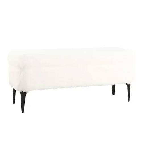 White Fur Storage Bench