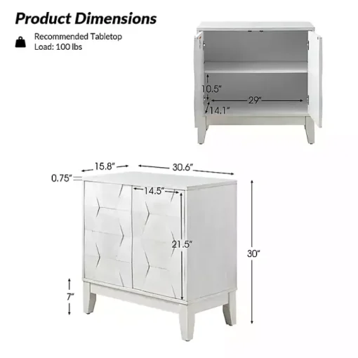 White Geometric Mabel 2-Door Cabinet