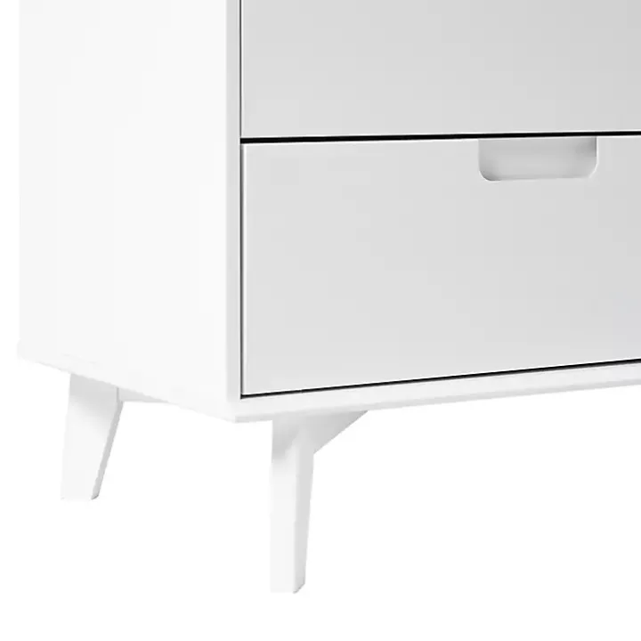 White Grooved Handle 6-Drawer Dresser