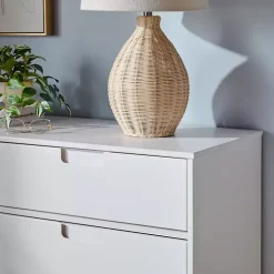 White Grooved Handle 6-Drawer Dresser