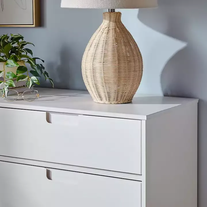 White Grooved Handle 6-Drawer Dresser