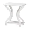 White Hourglass Wood Accent Table