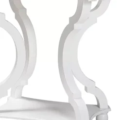 White Hourglass Wood Accent Table