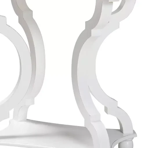White Hourglass Wood Accent Table