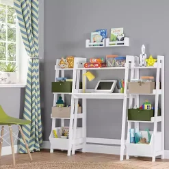 White Ladder Shelf with Cubby, 13 in.