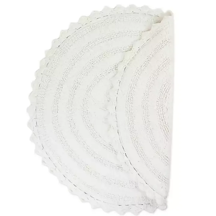 White Large Crochet Round Bath Mat