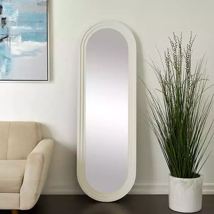 White Layered Frame Oblong Wall Mirror