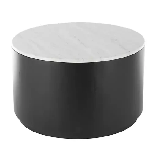 White Marble & Black Metal Storage Coffee Table