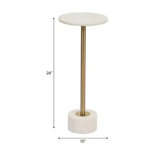 White Marble & Gold Metal Round Cocktail Table
