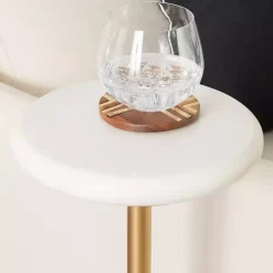 White Marble and Gold Base Cocktail Table