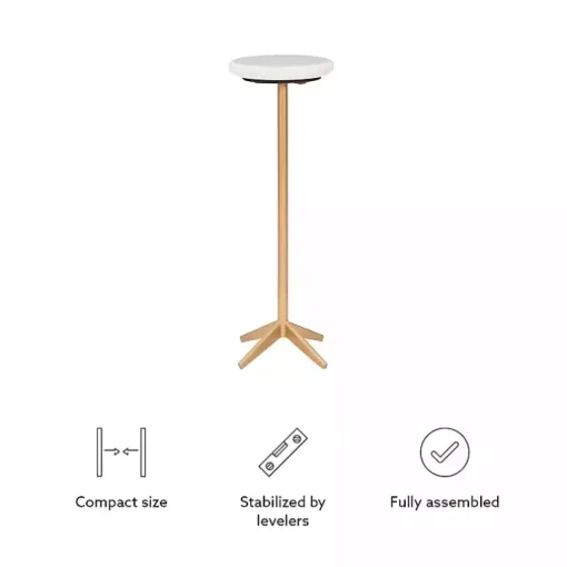 White Marble and Gold Base Cocktail Table