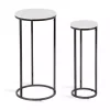 White Marble Black Nesting Accent Tables, Set of 2