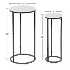 White Marble Black Nesting Accent Tables, Set of 2