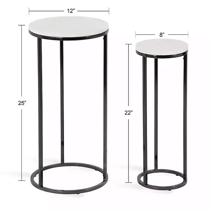 White Marble Black Nesting Accent Tables, Set of 2