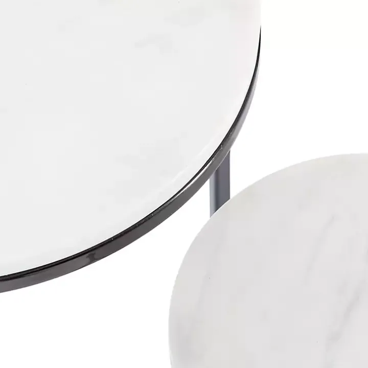 White Marble Black Nesting Accent Tables, Set of 2