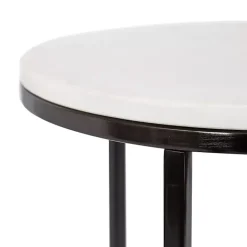 White Marble Black Nesting Accent Tables, Set of 2