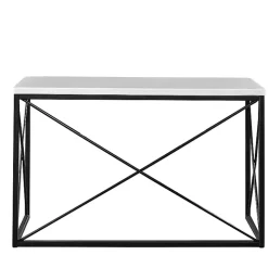 White Marble Top Sabin Metal Base Sofa Table