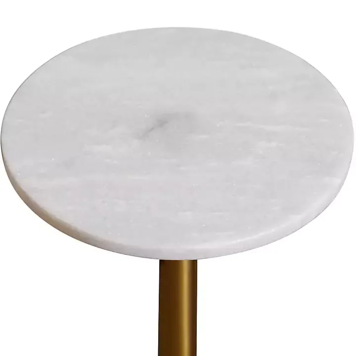White Marble Top Tapered Base Accent Table, 12 in.