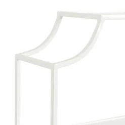 White Metal Scalloped 3-Tier Glass Wall Shelf