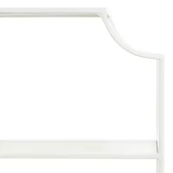 White Metal Scalloped 3-Tier Glass Wall Shelf