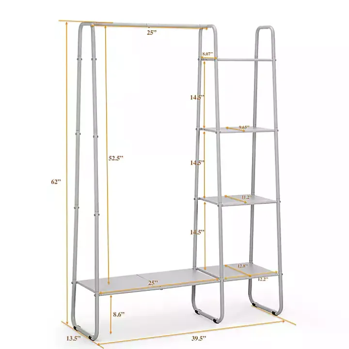 White Metal 4-Tier Shelf Clothing Rack