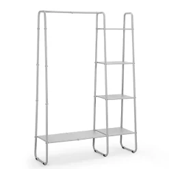 White Metal 4-Tier Shelf Clothing Rack
