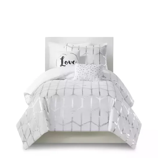 White Metallic 4-pc. Twin/Twin XL Comforter Set