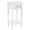White Mirrored Drawer Square Accent Table