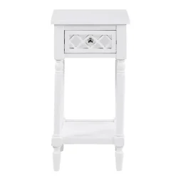 White Mirrored Drawer Square Accent Table