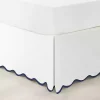 White Navy Scalloped Coastal King Bed Skirt