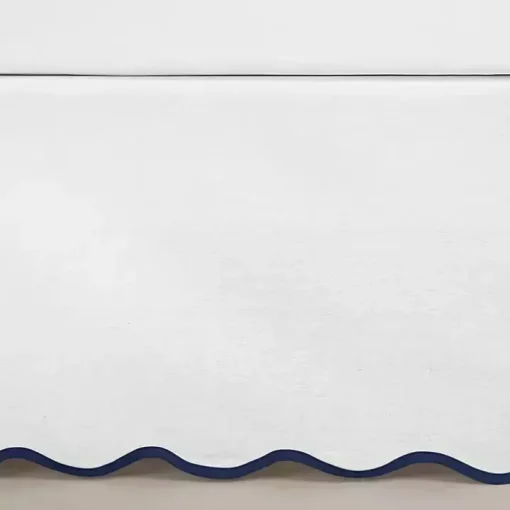 White Navy Scalloped Coastal King Bed Skirt